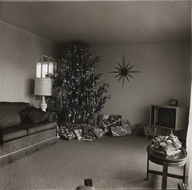 Xmas tree in a living room in Levittown, L.I.