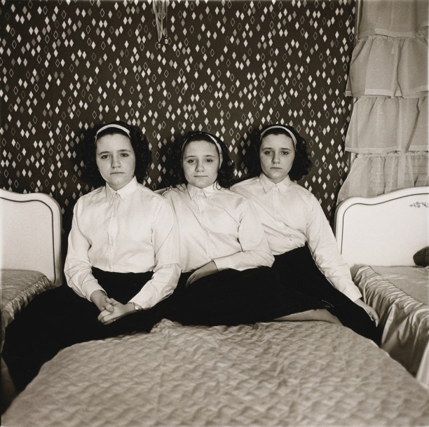 Triplets in their bedroom, N.J.