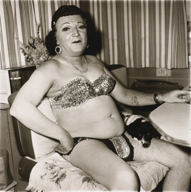 Hermaphrodite and a dog in a carnival trailer, Md.