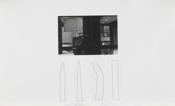 Untitled (Lee Friedlander self portrait with four vertical etchings)
