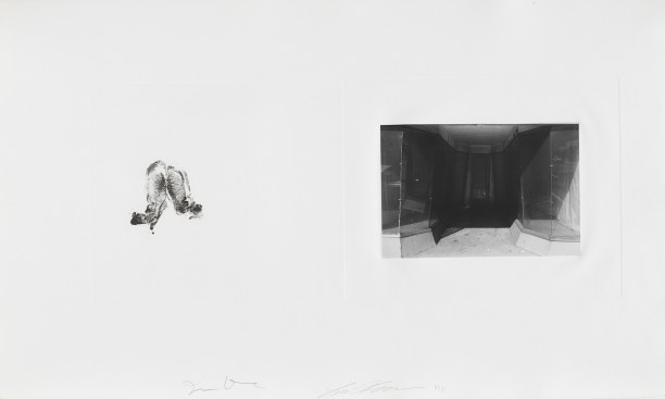 Untitled (etching and photograph of storefront)
