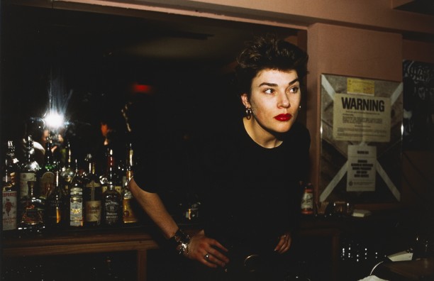 Edwige behind the bar at Evelyne's, New York City