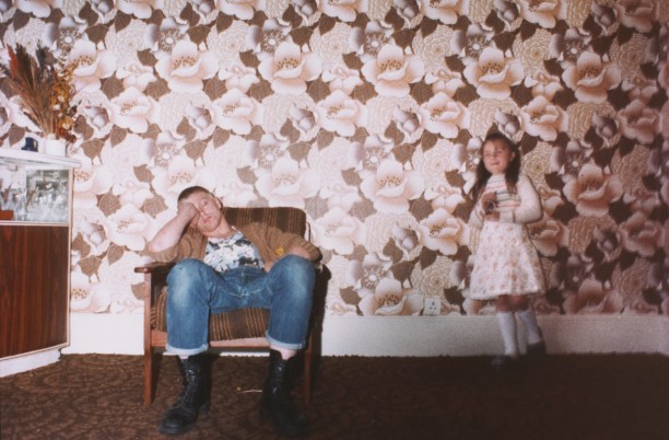 Skinhead with child, London