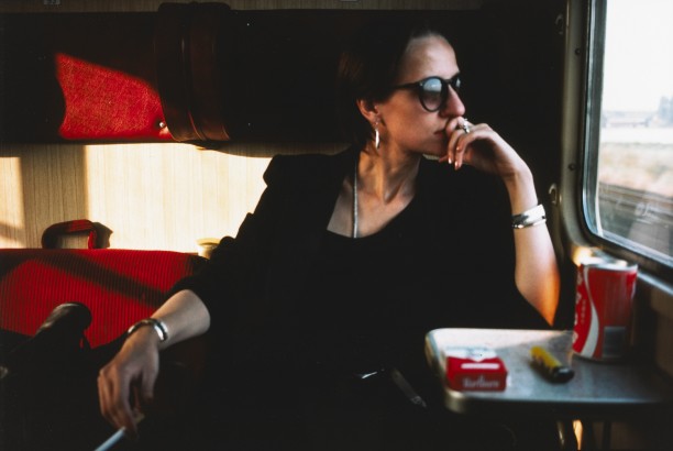 Suzanne on the train, Wuppertal, West Germany