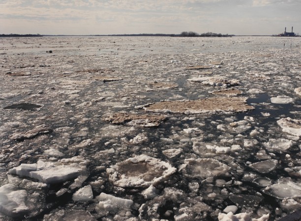 Ice on the River Near Black Rock