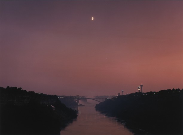 Crescent Moon over Railroad Bridge