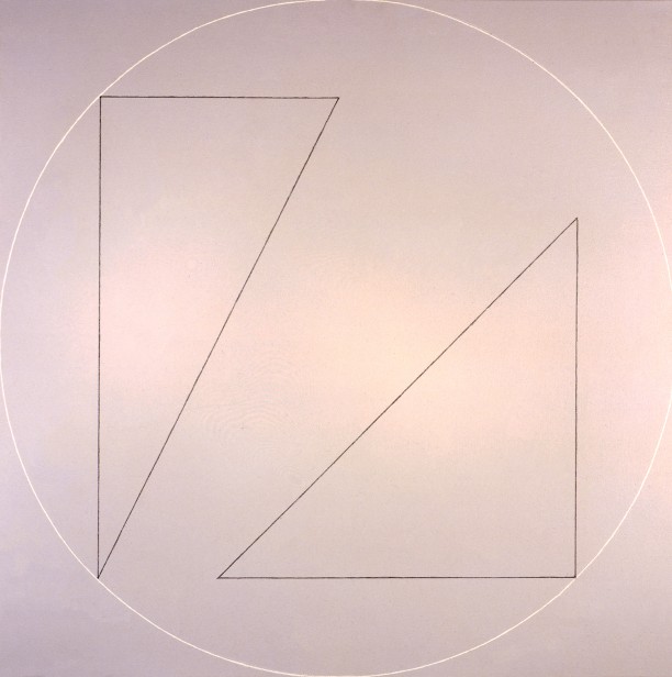 Two Triangles Within a White Line Circle