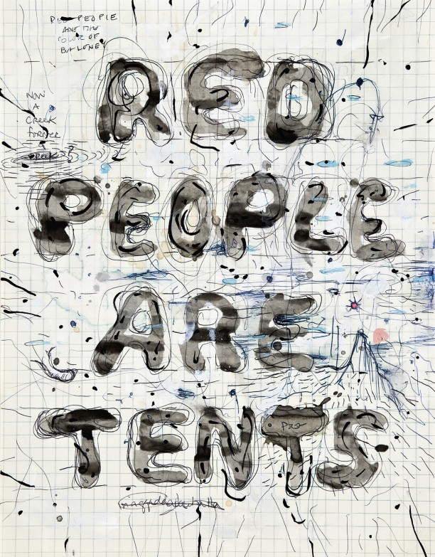 Red people are tents