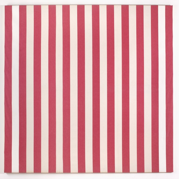 Photo-souvenir: Peinture acrylique blanche sur tissu rayé blanc et rouge
