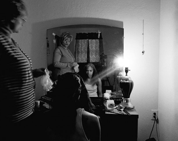 Mom Relaxing my Hair